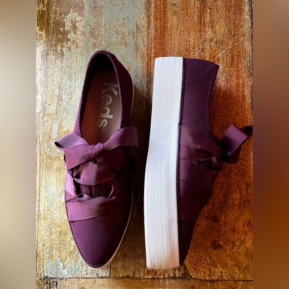 Keds Women's Maroon/Purple Pointed Toe Ballet Sneakers - New Without Box - Picture 2 of 5